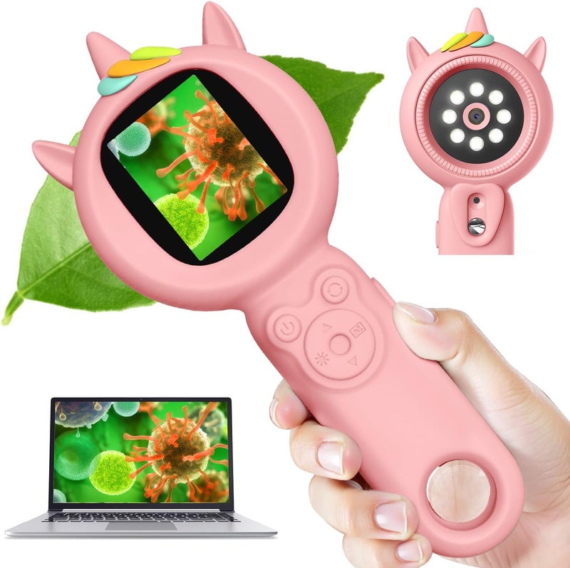Acoath Microscope for Kids, Auto-Focus Handheld Digital Microscopes with 2.0" Screen, 8 LEDs Rechargeable Pocket Mini Microscope Christmas Gifts Educational Science Toys for Ages 5 6 7 8 9 10 11 12 - Image 1